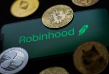 robinhood app surrounded cryptocurrency bitcoin dogecoin shutterstock editorial 12190038b